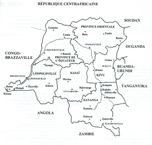 Carte du Congo en 1960